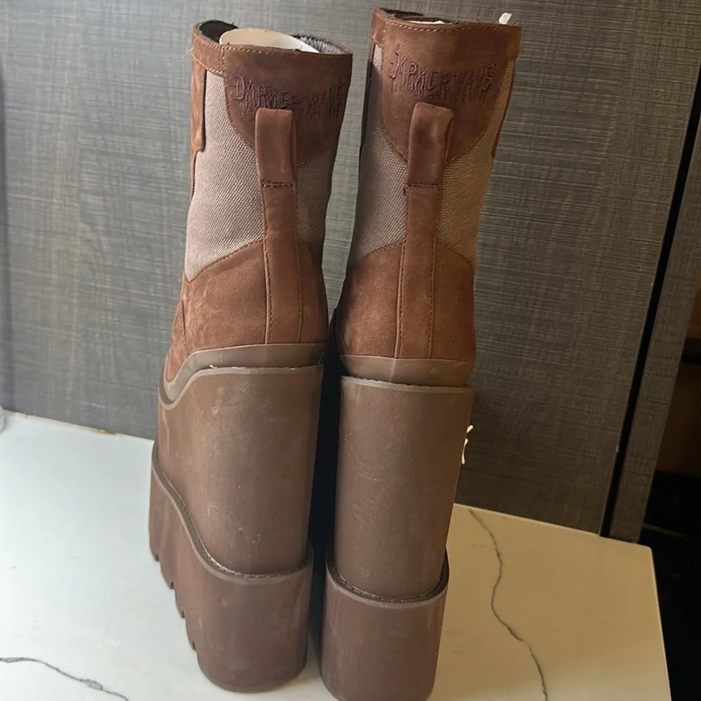 Darker Wavs ATMOSPHERE DOUBLE STACK FIELD GIRL TRAITOR BOOTS - BROWN